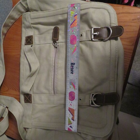 Mail Bag Tan with Adjustable Strap (Approx12x10 - Velcro Closure - Picture 5 of 8